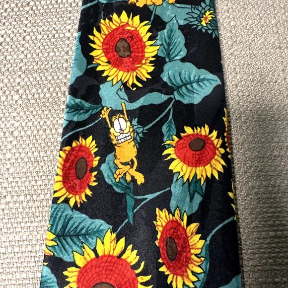 Vintage Garfield Sunflowers Men's Neck Tie Paws Addiction - Picture 3 of 5
